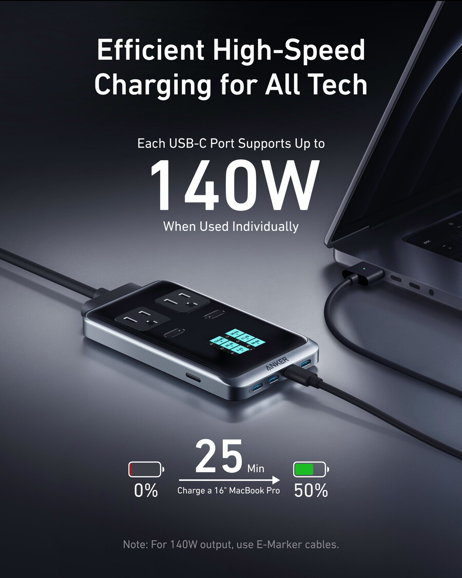 anker prime charging station 8-in-1 240w and anker prime usb-c to usb-c cable 240w upcycled-braided