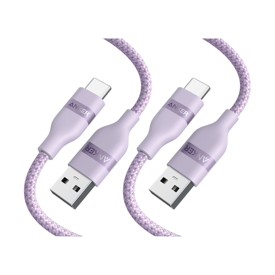 anker usb-a to usb-c cable upcycled-braided 2 pack violet)