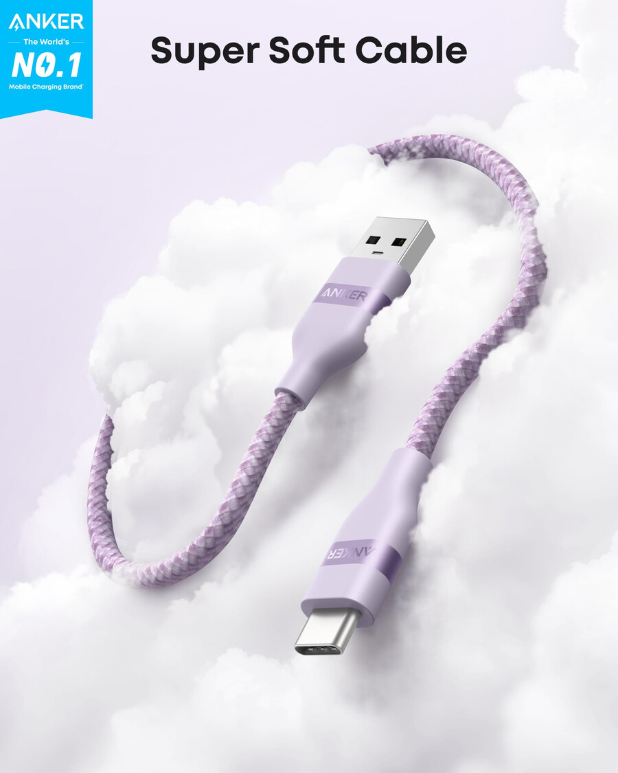 anker usb-a to usb-c cable upcycled-braided 2 pack violet)