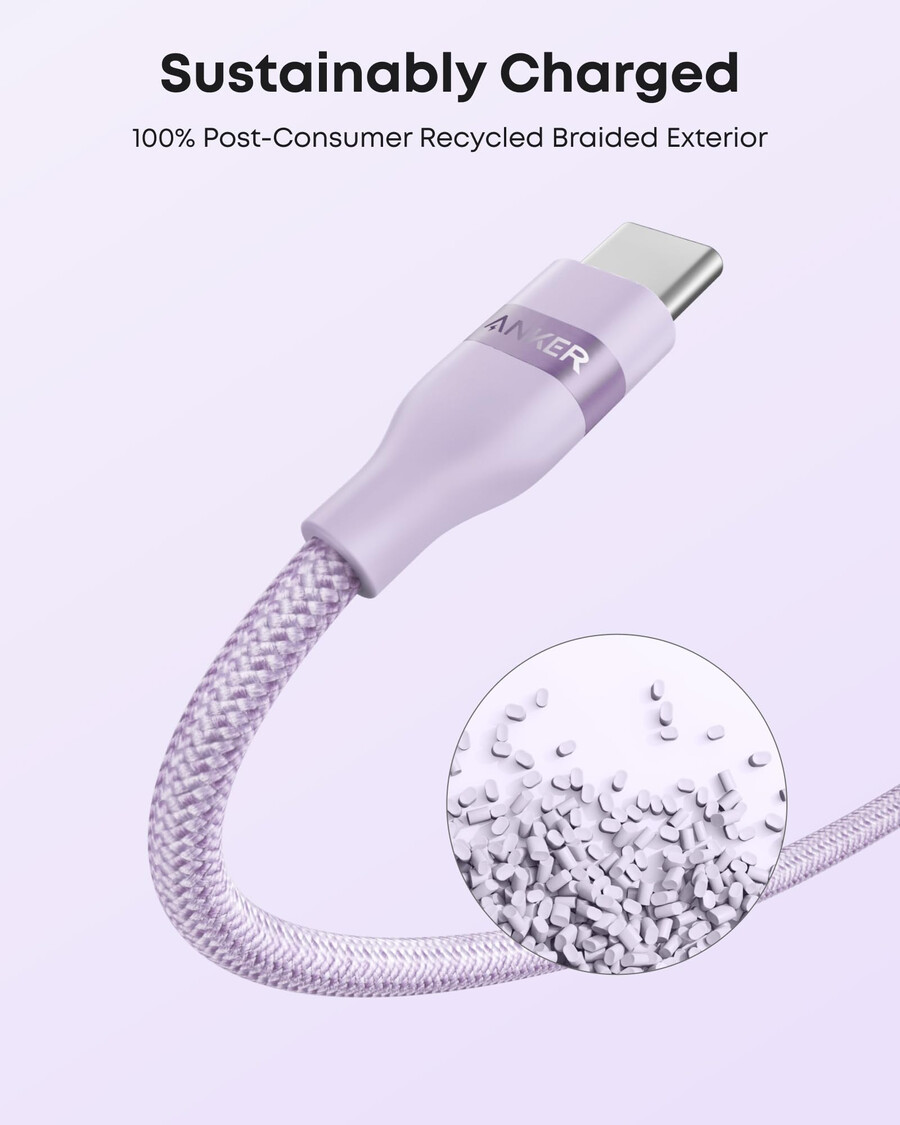 anker usb-a to usb-c cable upcycled-braided 2 pack violet)
