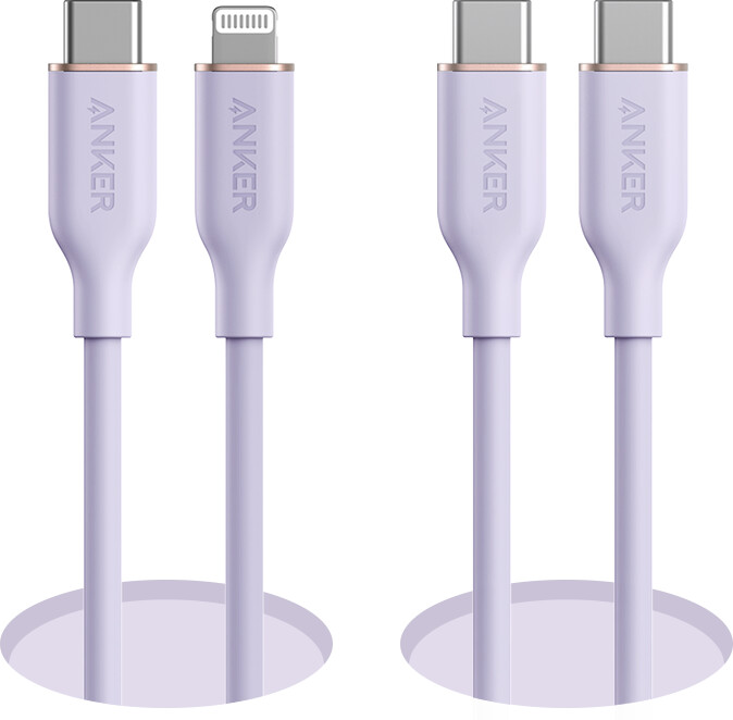 anker 643 usb-c to usb-c cable flow silicone 240w 2-pack midnight black