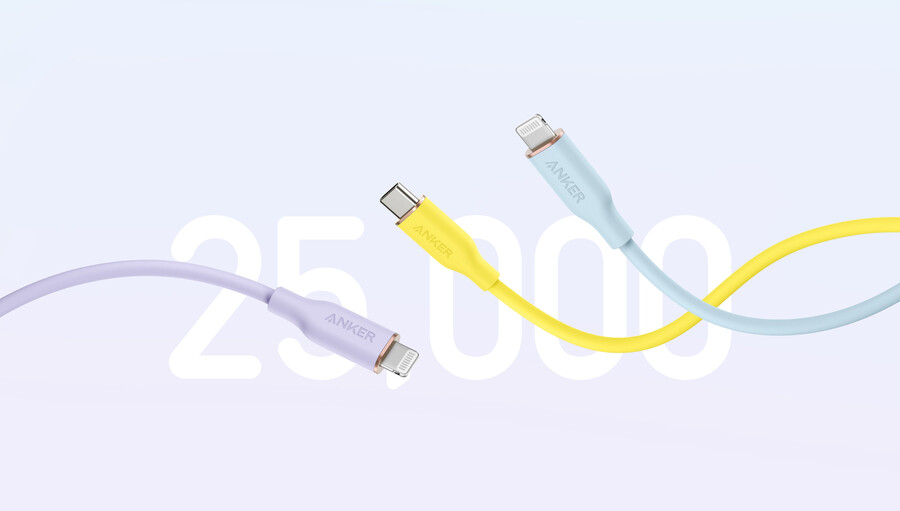anker 643 usb-c to usb-c cable flow silicone 240w 2-pack midnight black