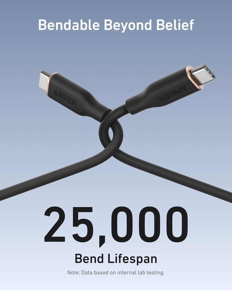 anker 643 usb-c to usb-c cable flow silicone 240w 2-pack midnight black