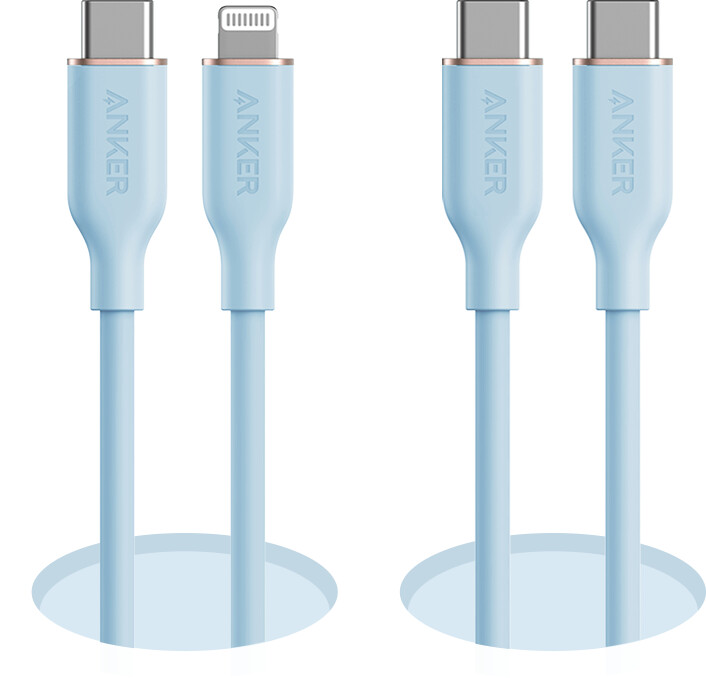 anker 643 usb-c to usb-c cable flow silicone 240w 2-pack midnight black