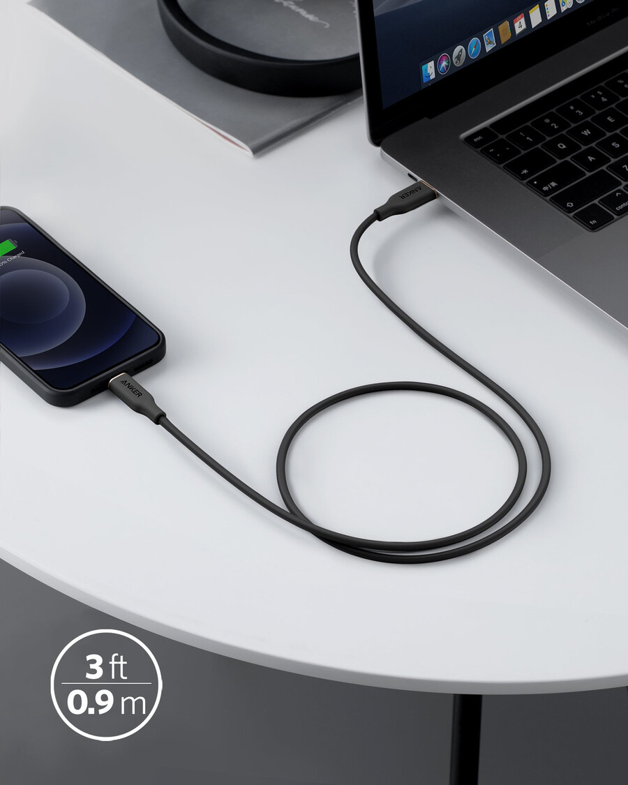 anker 641 usb-c to lightning cable flow 3 ft silicone