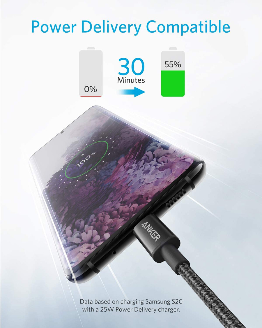 2-pack new nylon usb c to usb c cable 3.3ft 60w