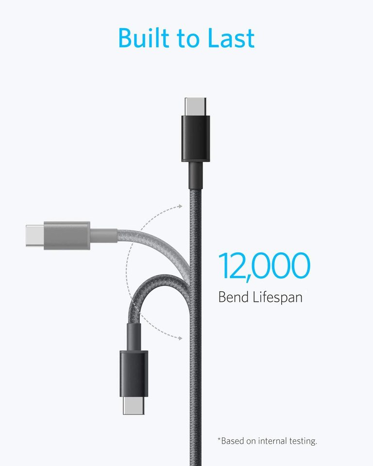 2-pack anker new nylon usb-c to usb-c cable 3 ft 6 ft 60w