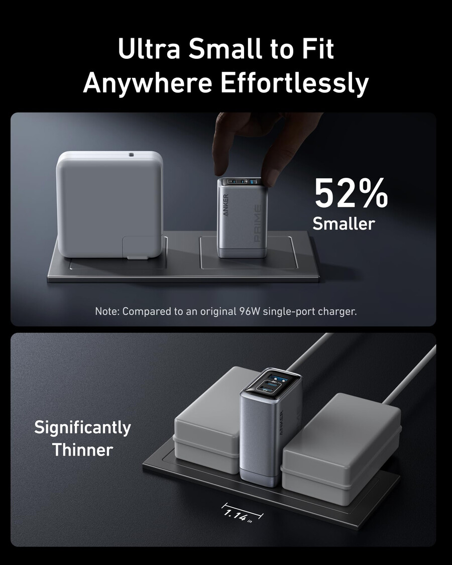 anker prime charger 100w 3 ports gan and anker prime usb-c to usb-c cable 240w upcycled-braided