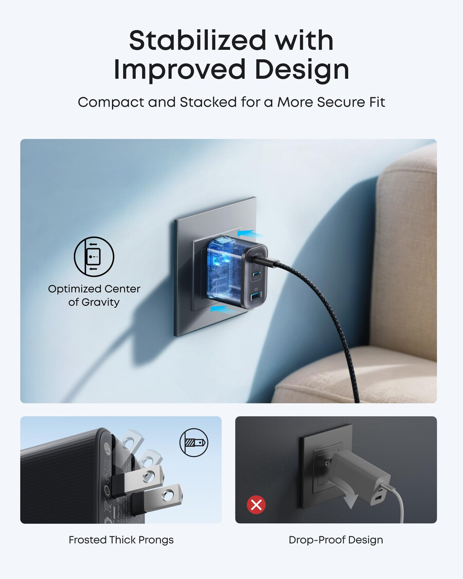 anker nano charger 70w 3 ports -2 pack