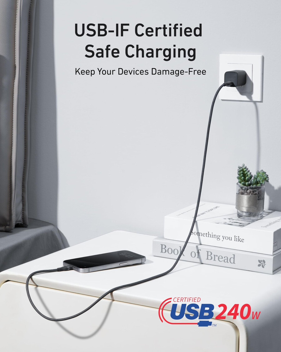 anker nano charger 45w with usb-c to usb-c cable and anker usb-c to usb-c cable 6 ft 240w upcycled-braided