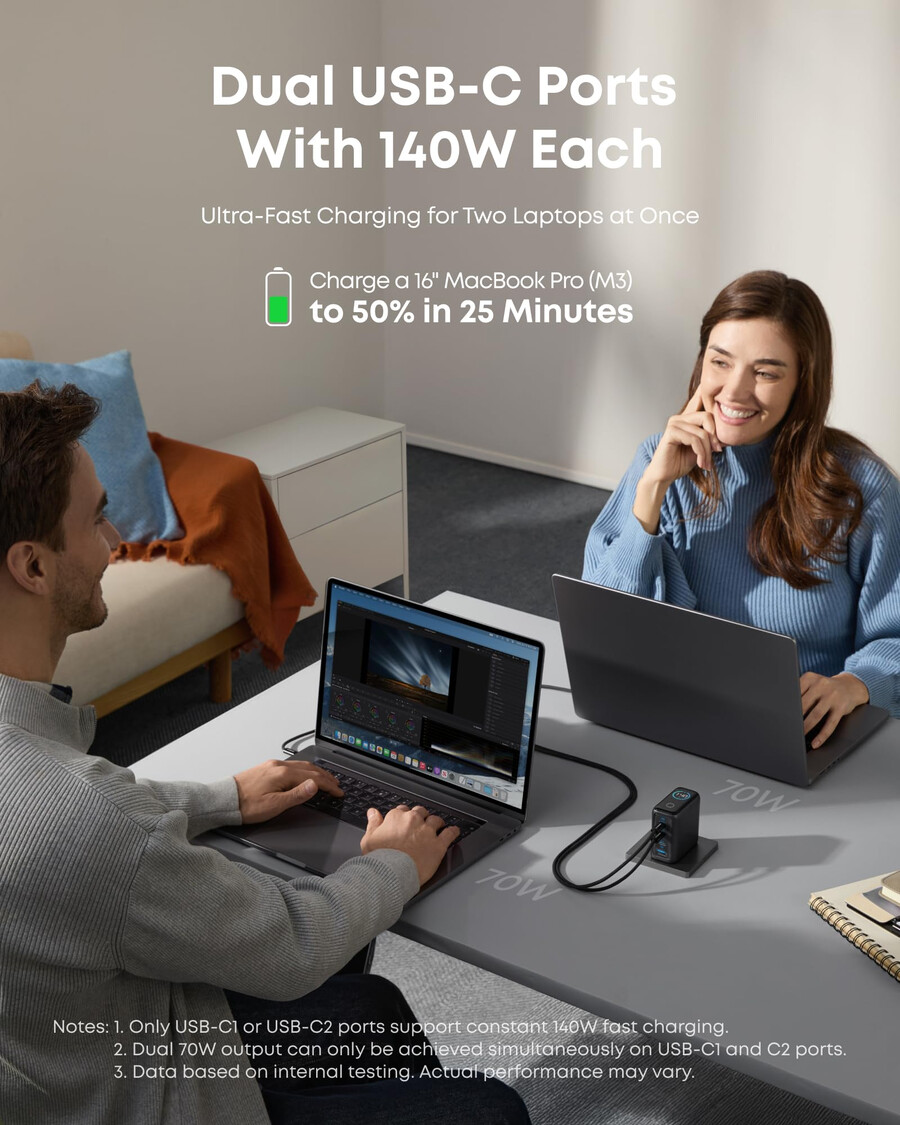 anker charger 140w 4-port pd 3.1 with usb-c cable