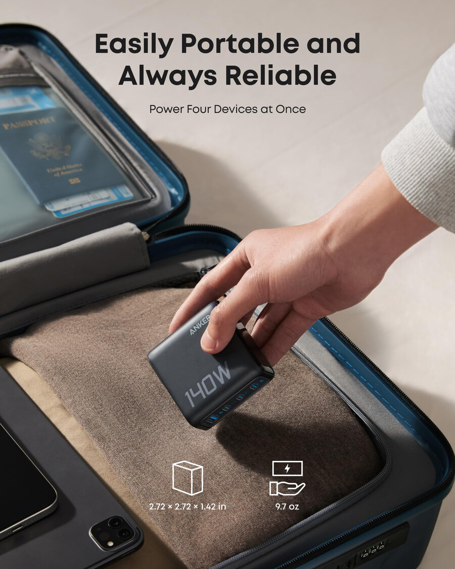 anker charger 140w 4-port pd 3.1 with usb-c cable