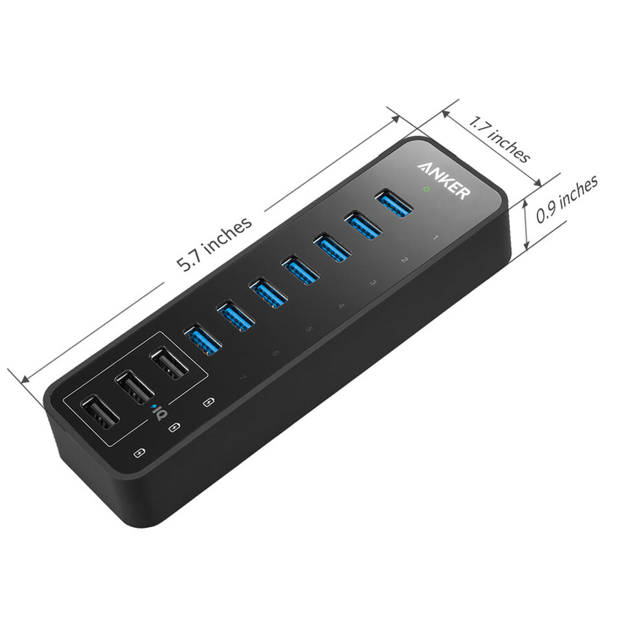 anker 60w 10-port usb 3.0 data hub