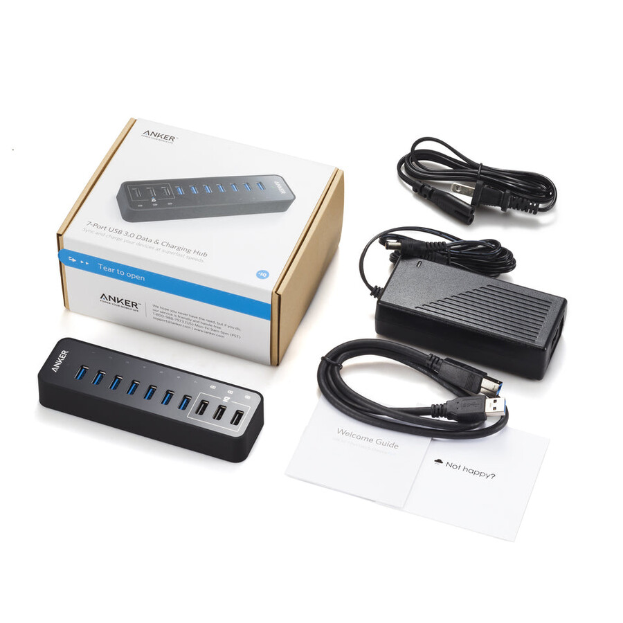 anker 60w 10-port usb 3.0 data hub