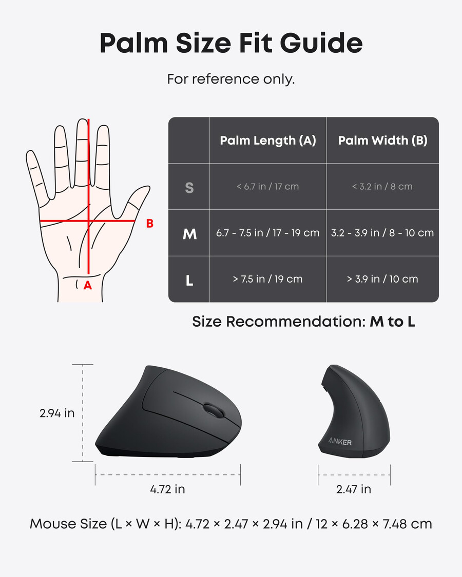 anker 2.4g wireless vertical ergonomic optical mouse