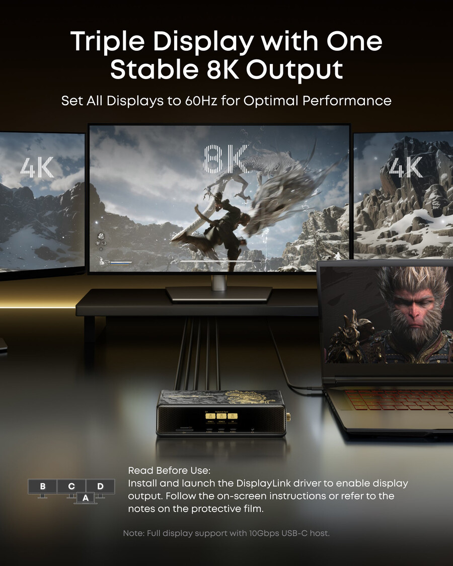 anker × black myth wukong edition anker prime docking station 14-in-1 triple display displaylink with dl7400