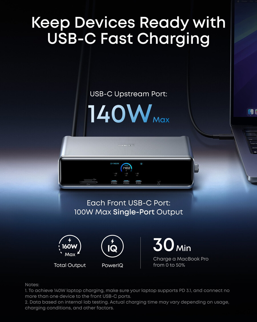 anker prime docking station dl7400 and usb-c to usb-c cable thunderbolt 4 compatible
