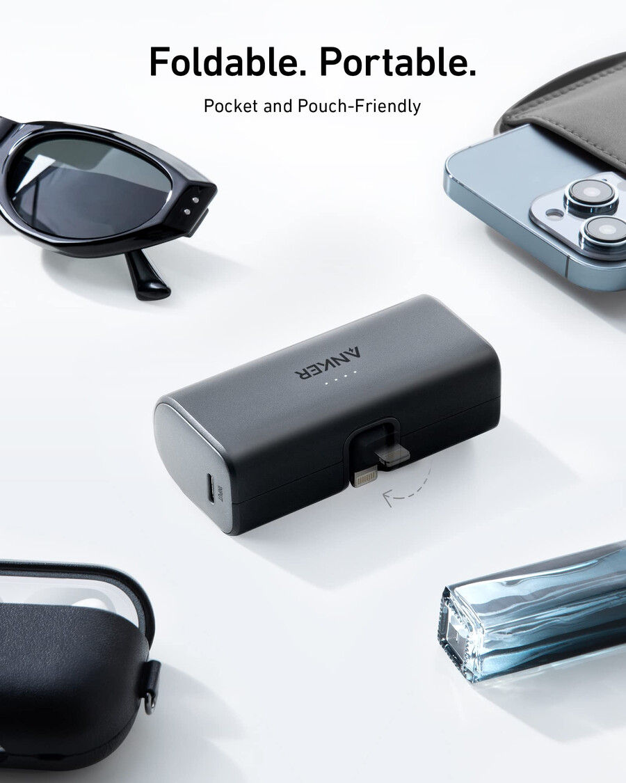 anker nano power bank 12w built-in lightning connector