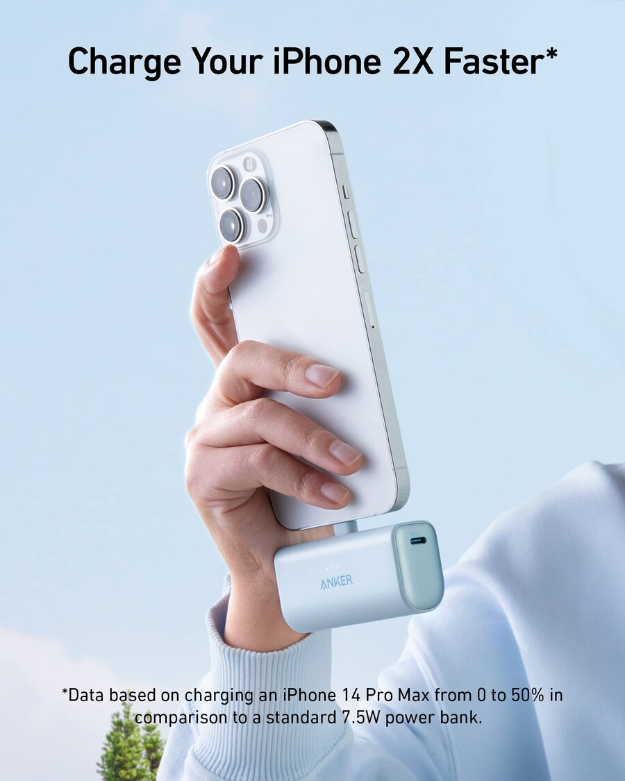 anker nano power bank 12w built-in lightning connector