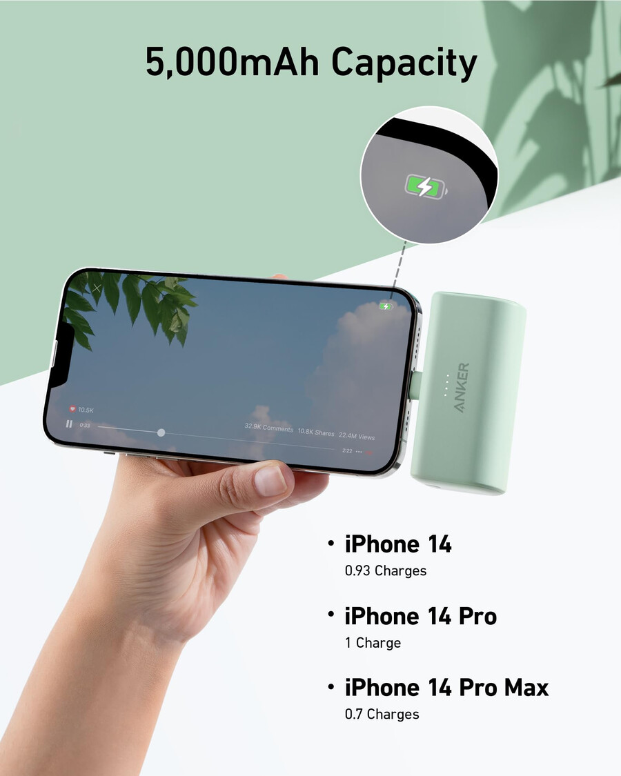 anker nano power bank 12w built-in lightning connector