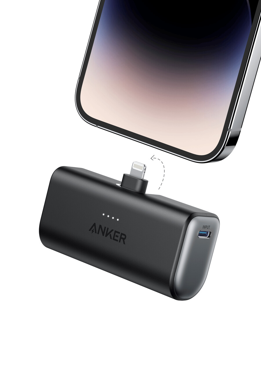 anker nano power bank 12w built-in lightning connector