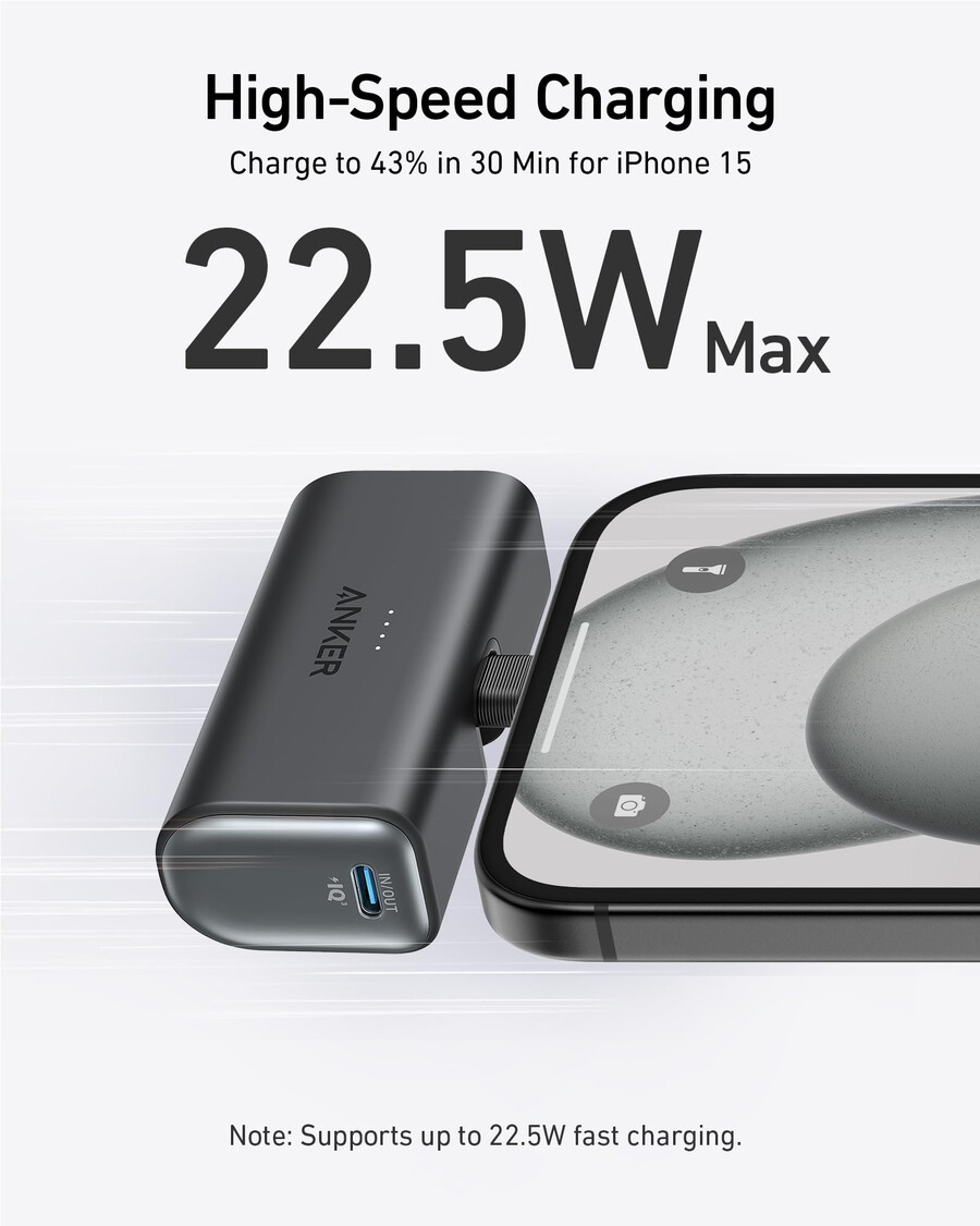 anker nano power bank 22.5w built-in usb-c connector