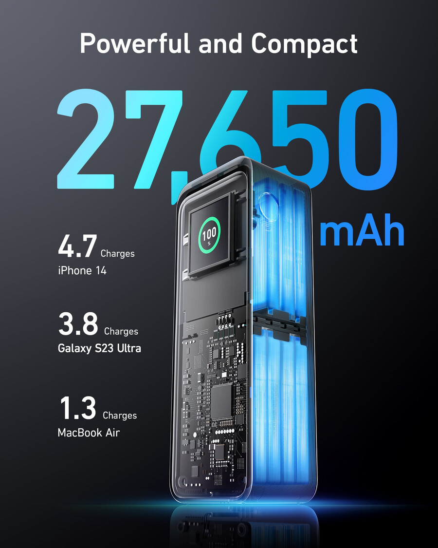 anker prime 27650mah power bank 250w and 100w charging base