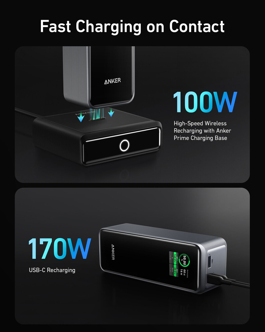 anker prime 27650mah power bank 250w and 100w charging base