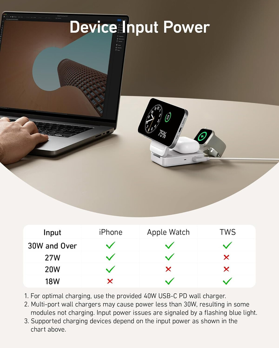 anker maggo wireless charging station foldable 3-in-1 and anker nano travel adapter 5-in-1 20w 1-pack