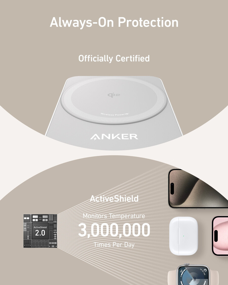 anker maggo wireless charging station foldable 3-in-1 and anker nano travel adapter 5-in-1 20w 1-pack