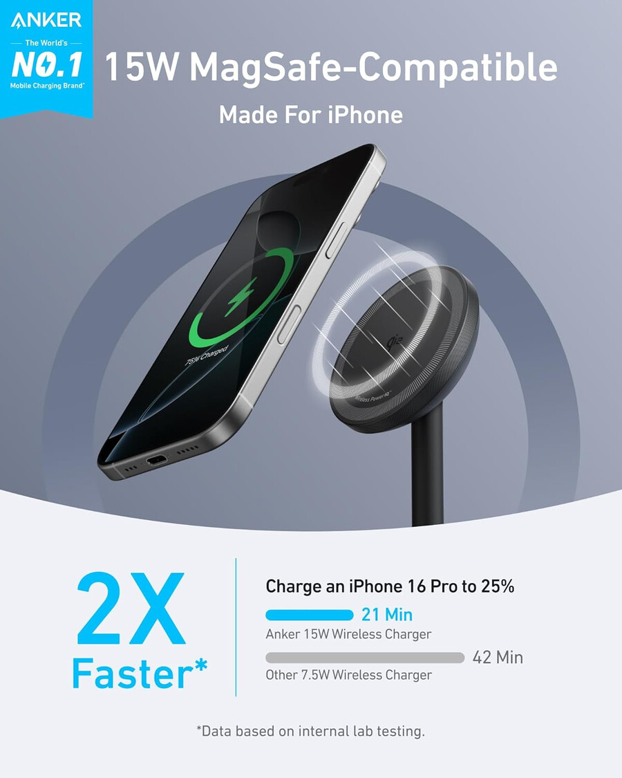 anker maggo iphone 17 magsafe charger compatible stand qi2 15wwith adapter